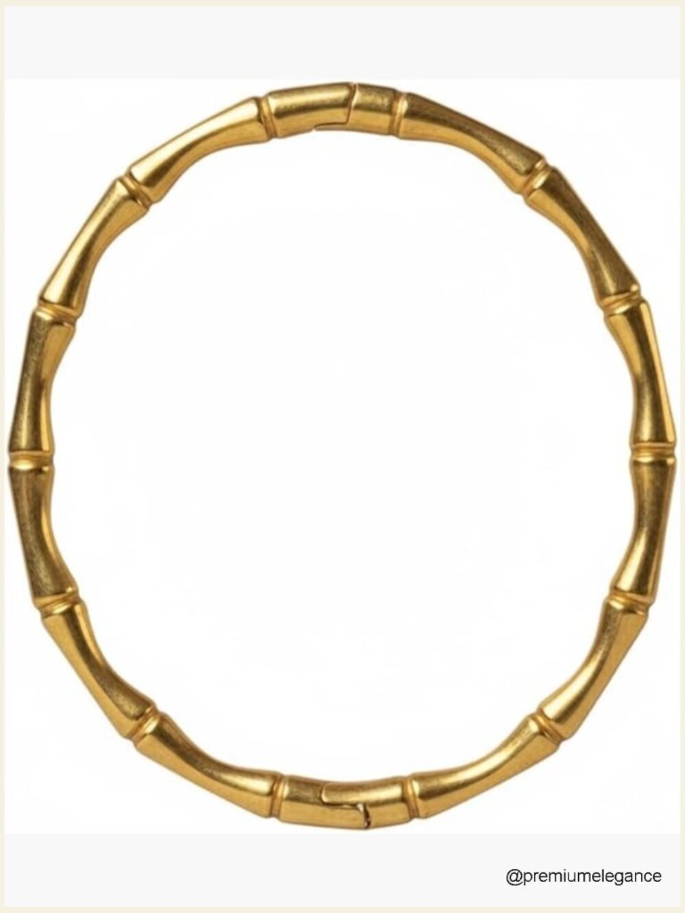 18K Gold Plated Stainless Steel Bangle Bracelet Bamboo Textured Hypoallergenic